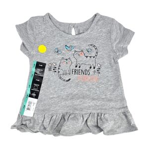 George, Baby Girl, Gray “Friends Forever”,  Tunic Top, Ruffle Hem, 3–6M, NWT